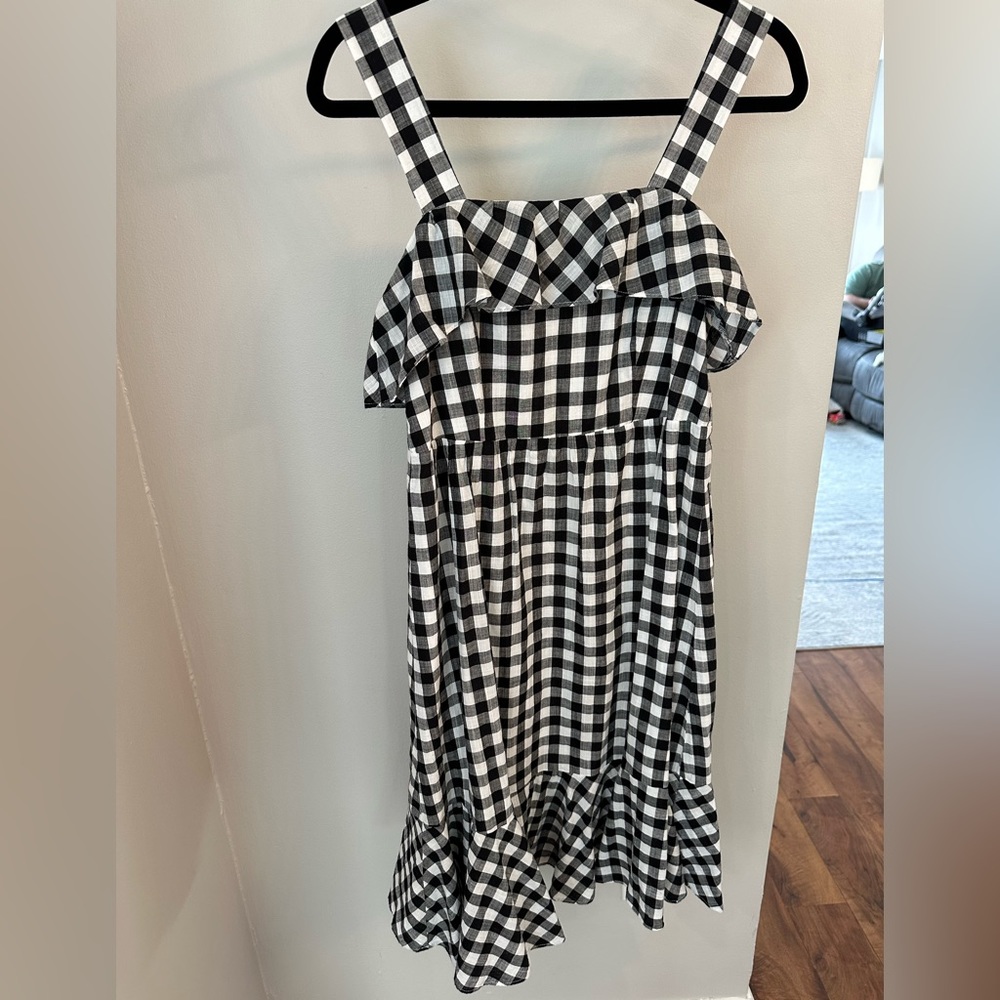 JCREW Gingham print midi dress - thick strap - size 6